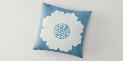Augusta Blue/Ivory Pillow Cover + Insert