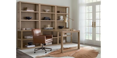 HomeWork Modular Office Desk and 3 Wide Bookshelf Set